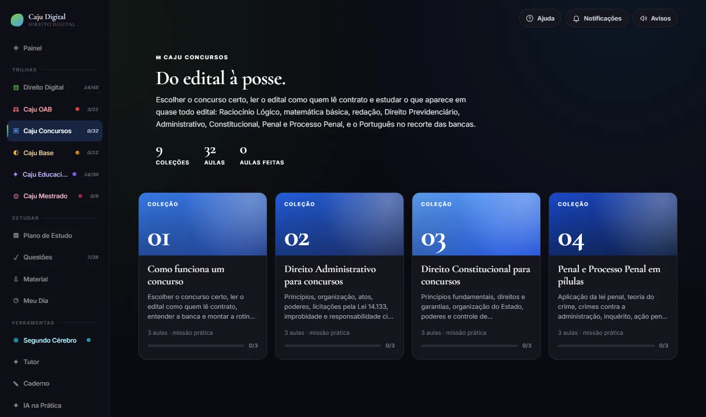 Caju Concursos na plataforma Caju Digital